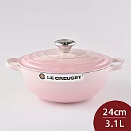 Le Creuset 典藏媽咪鑄鐵鍋 24cm 3.1L 貝殼粉 法國製 媽咪鍋 炒鍋 湯鍋 燉鍋 (電磁爐 IH爐可用)
