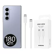 SAMSUNG 原廠 Z Fold7 Flip7適用 5A,1.8m Type C to Type C線 (DX510) 白色