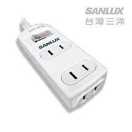 SANLUX台灣三洋 超安全轉接延長電源線-2孔3座單切線長1.8M SYPW-231AA