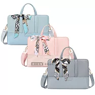 15.6吋 摩登商務 加絨防震電腦層 防潑水高質感拼接面料 輕量手提肩背平板筆電包 天空藍