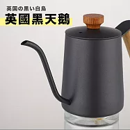 【DR.Story】不鏽鋼鵝頸曲線木柄質感圓滑咖啡壺 (咖啡細口壺 露營咖啡壺 細嘴壺 不鏽鋼咖啡壺 木柄咖啡壺) 英国の黒い白鳥(英國黑天鵝)