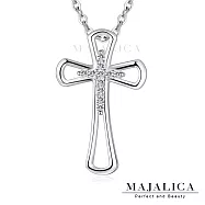 Majalica 925純銀項鍊 十字架系列 守護淑女項鏈 PN8070 45cm 白鋯