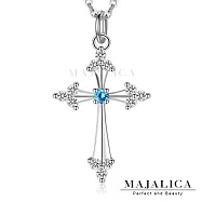 Majalica 純銀項鍊 十字架系列 聖潔十字 925純銀項鏈 PN8071 45cm 藍鋯