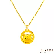 J&rsquo;code真愛密碼金飾 虎(雙面)貴人緣六合生肖硬金墜子 送白鋼項鍊
