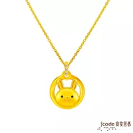 J&rsquo;code真愛密碼金飾 兔(雙面)貴人緣六合生肖硬金墜子 送白鋼項鍊