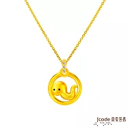 J&rsquo;code真愛密碼金飾 蛇(雙面)貴人緣六合生肖硬金墜子 送白鋼項鍊