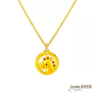 J&rsquo;code真愛密碼金飾 馬(雙面)貴人緣六合生肖硬金墜子 送白鋼項鍊