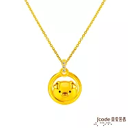 J&rsquo;code真愛密碼金飾 豬(雙面)貴人緣六合生肖硬金墜子 送白鋼項鍊