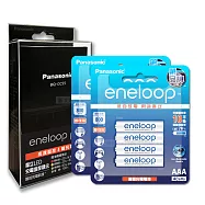 Panasonic 疾速智控4槽電池充電器+新款彩版 國際牌 eneloop 低自放4號充電電池(8顆入)