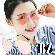 【BeLiz】炫彩糖果*透視飛官細框墨鏡 金框粉