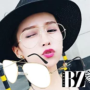 【BeLiz】炫彩糖果*透視飛官細框平光眼鏡 金框