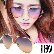 【BeLiz】漸層糖果*透視飛官細框墨鏡 金框灰黃