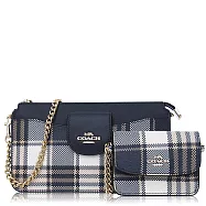 COACH 經典 PVC / 迷你款 / 二合一 信封 斜背包 (格紋藍)