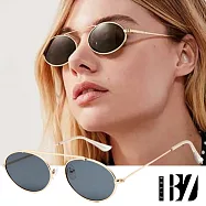 【BeLiz】率性橢圓*小圓框細金屬墨鏡 金框黑