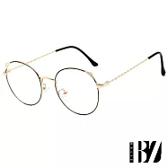 【BeLiz】貓眼麻花*圓框細金屬平光眼鏡 黑金