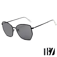 【BeLiz】多邊扇形*潮流五角細金屬墨鏡 全黑