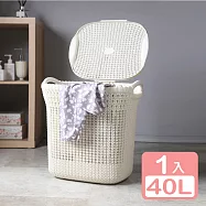 《真心良品》KEYWAY聖卡夏藤藝衣物籃(附蓋)40L-1入