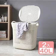 《真心良品》KEYWAY聖卡夏藤藝衣物籃(附蓋)40L-2入