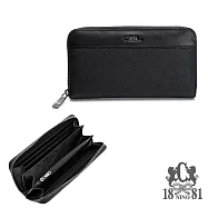 DF BAGSCHOOL - 1881系列男用十字壓紋防刮牛皮風琴式長夾 主圖款