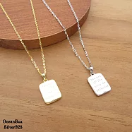 你讓人入迷。白金.金色方形白貝殼925純銀項鍊 (外鍍專櫃級正白K.鍍金短鍊) 白金色
