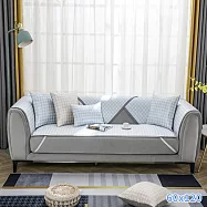 【巴芙洛】冰絲涼感涼夏沙發墊二人坐墊60x120cm 藍色2人(千烏格沙發墊)