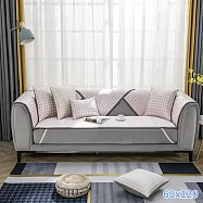 【巴芙洛】冰絲涼感涼夏沙發墊二人坐墊60x120cm 粉色2人(千烏格沙發墊)