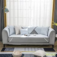 【巴芙洛】冰絲涼感涼夏沙發墊三人坐60x180cm 藍色3人(千烏格沙發墊)