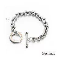 GIUMKA 情侶手鍊白鋼手鏈T字扣手飾 愛的約定 七夕送禮推薦 MB00379 17 玫金色細版女款