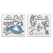 迪士尼Disney 公主 愛麗絲 柴郡貓 珪藻土杯墊 2入組 花圈牡蠣寶寶