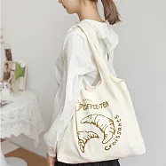 E.City_午茶時光單肩帆布購物袋 牛角麵包