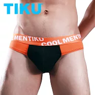 TIKU梯酷 純棉寬版U凸立體囊袋 男丁字褲男內褲 -黑橘撞色 (BC1236) M 黑橘撞色