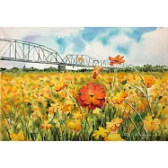 【玲廊滿藝】張偉鈺-高屏舊鐵橋花海38x26cm