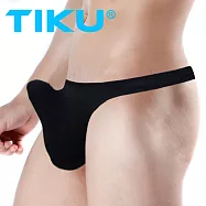 TIKU梯酷 露臀U凸立體囊袋 冰絲透氣丁字男內褲 -黑色 (BP8002) M 黑色