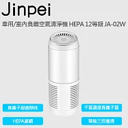 【Jinpei 錦沛】車用/室內負離空氣清淨機 HEPA 12等級 JA-02W 白色