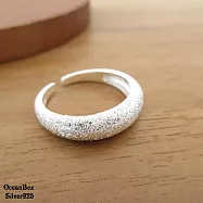 5MM寬優雅大方霧砂開口式925純銀戒指.戒圍可調整