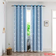 【巴芙洛】雙層法式蕾絲婁空星星遮光打孔穿環窗簾/遮光窗簾/拉簾(132CM*160CM一片遮光窗簾) 天藍