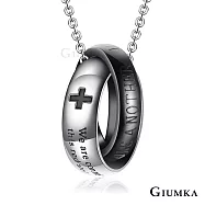 GIUMKA情侶項鍊雙圈短項鏈 情繫永恆男女情人對鍊 單個價格 MN03110 情人節鋼飾推薦 50cm 黑色男鍊