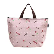 【iSFun】時尚花色*手提保冷保溫便當包 粉紅櫻桃