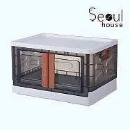 Seoul house 新款日式加厚大容量三開式折疊收納箱/一般款- 可可棕