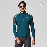 ADISI 男UPF50+防曬抑菌半門襟長袖排汗衣AL2211026 (S-2XL) / 吸濕排汗 彈性 抗紫外線 大和抗菌 防臭加工 XL 蒼青