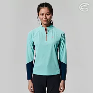 ADISI 女UPF50+防曬抑菌半門襟長袖排汗衣AL2211028 (S-2XL) / 吸濕排汗 彈性 抗紫外線 大和抗菌 防臭加工 M 冰藍