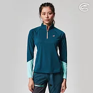 ADISI 女UPF50+防曬抑菌半門襟長袖排汗衣AL2211028 (S-2XL) / 吸濕排汗 彈性 抗紫外線 大和抗菌 防臭加工 M 蒼青