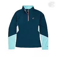 ADISI 女UPF50+防曬抑菌半門襟長袖排汗衣AL2211028 (S-2XL) / 吸濕排汗 彈性 抗紫外線 大和抗菌 防臭加工 2XL 蒼青