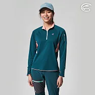 ADISI 女UPF50+防曬抑菌半門襟長袖排汗衣AL2211031 (S-2XL) / 吸濕排汗 彈性 抗紫外線 大和抗菌 防臭加工 S 蒼青