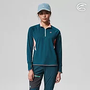 ADISI 女UPF50+防曬抑菌半門襟長袖排汗衣AL2211031 (S-2XL) / 吸濕排汗 彈性 抗紫外線 大和抗菌 防臭加工 L 蒼青