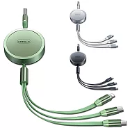 簡約現代高質感!! CAFELE 三合一伸縮充電線 傳輸線 Apple Lightning&Micro&Type C USB 鋁合金接頭 適用平板 手機 線長約120公分 黑色