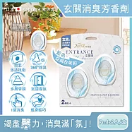(2盒4入超值組)日本Febreze風倍清-玄關專用360&deg;強效消臭防臭香氛W空氣芳香劑7mlx2入/盒(按鈕型1鍵除臭擴香瓶) 藍色(亞麻&茉莉)*2盒