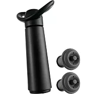 《Vacu Vin》荷蘭 抽真空器+瓶塞2入 | 紅酒塞 真空瓶塞 保鮮瓶塞 葡萄酒塞 - 黑 - 黑