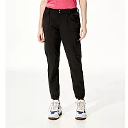 【HAKERS 哈克士】女款 四面彈耐磨防曬快乾束口九分褲(耐磨/吸濕排汗/抗UV/延展性佳/旅遊休閒皆適宜) L 黑色