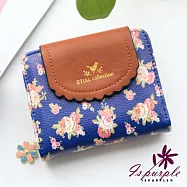 【iSPurple】薔薇花園*日系清新皮革短夾 藍